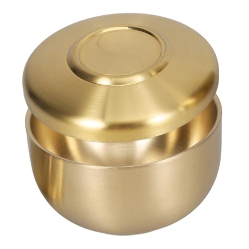 HIAKDOFT ステンレス製二重構造ライスボウル 蓋付き 耐熱保温 風家用食器 多用途スープ兼用 贈り物に