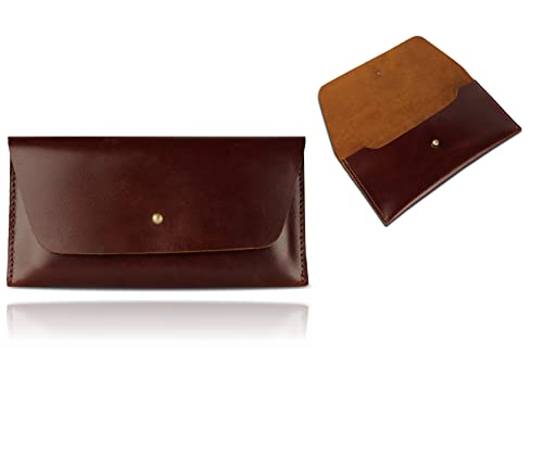 Currency Pouch, Coin Purse, Paper Money Pouch and Credit Card Holder, Leather Retro Clutch Wallet for Men and Women, Cash Organiser Envelope, Mini Wallet for Travel (Brown, 8x4 inch)