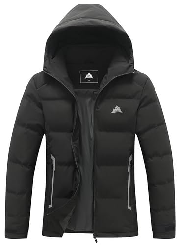 MOERDENG Women's Lightweight Full-Zip Puffer Jacket with Hood Quilted Warm Winter Coat Water Resistance Winter Jacket