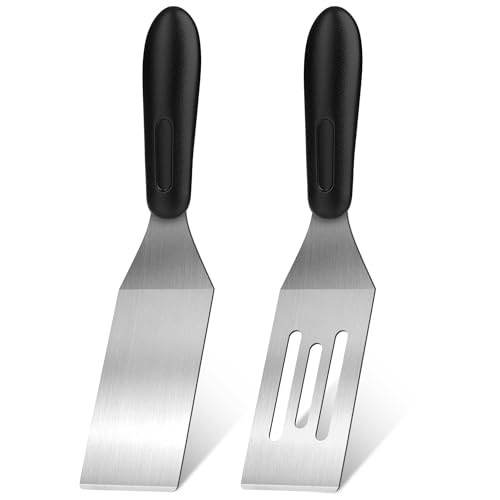 Stainless Steel Spatula Set Mini Serving Spatula for Kitchen Use Metal Spatula for Cooking with Heat Resistant Handle Metal Spatulas for kitchen use for PancakesLasagnaBrowniesCake and Cookie (2PC)