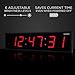 Ivation Oversized Large Digital Wall Clock - Big LED Digital Clock w/Large Display & Durable Aluminum Frame, Shelf or Wall Mount (36 Inch - Red) 6 Brightness Levels | Time Memory | Remote
