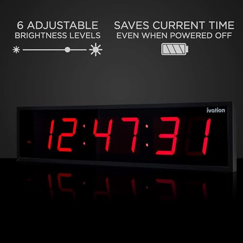 Ivation Oversized Digital Wall Clock with Large LED Display, 36" Red - Image 4