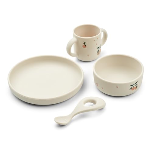 �yLIEWOOD�����z ���[�E�b�h �x�r�[�H��Z�b�g �V���R�� 4�_�Z�b�g �x�r�[ �v���[�g �{�E�� �R�b�v �X�v�[�� LIEWOOD Vivi Printed Tableware Set Peach