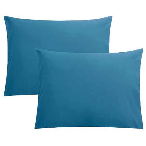 FLXXIE Microfiber Pillow Cases Standard Size, Soft Pillowcases with Envelope Closure, Wrinkle, Stain Resistant Pillow Covers, 20x26, Teal
