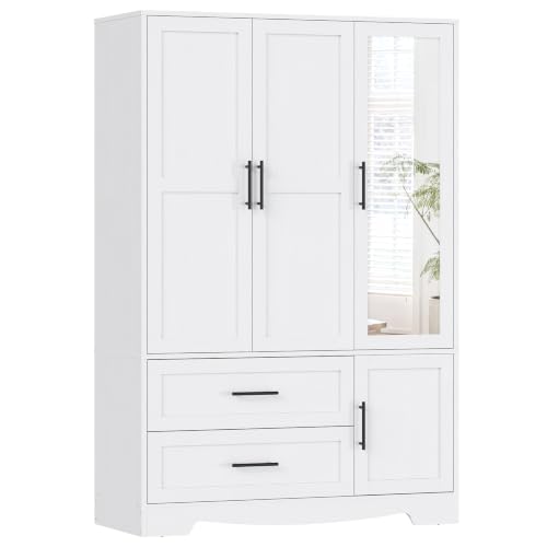 HOOBRO Wardrobe Closet with Mirror and Drawers