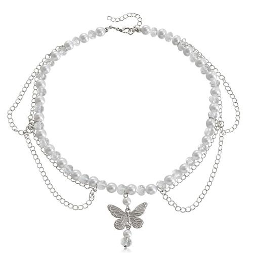 Collier ras du cou perles cœur punk vintage bijoux esthétiques filles