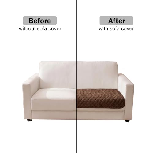 Image of Story@Home Premium Quilted Anti Slip Sofa Cover Mats for L Shape and 1 /2 /3 Seater Sofa. Make Your Own Sofa Cover Set, 70(D) x 120(L) cm - Brown