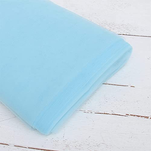 Image of Multi Purpose Solid Nylon Soft Net Combination Fabric - for Wedding, Parties, Costumes, and Decoration (32.8 x 4 Feet, Light Blue)