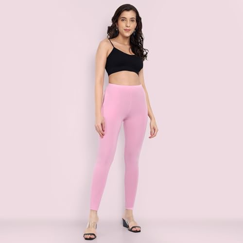 Image of ONE SKY Women Full Length Leggings | Cotton Modal Spandex Blend | High Waist Stretchable & Bio-Washed Fabric | Colour-Lock Technology | Comfortable Leggings for Women