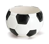 Decorative Ceramic Soccer Ball Planter/Candy Dish, Black & White, Medium, 3.5' x 3'