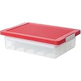 Neboka 多機能収納ボックス ブロックベース ビルディング収納ボックス おもちゃ箱 仕切り 2層オーガナイザー レゴブロック 収納ケース レイヤードグリッド 雑貨 透明コンテナ 多機能 大容量 整理ボックス *は付属しません 透明部品仕分けボックス (レッド)