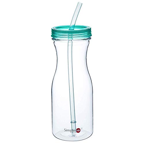 Simple HH Tritan Water Bottle with Straw BPA Free Cold Drink/Water Container | 33oz Dishwasher-Safe Tumbler | Extra Wide Mouth w/Easy Twist Lid, Tiffany Blue