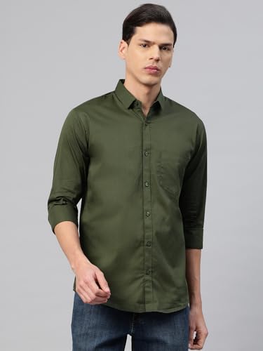 Image of Majestic Man Men's Cotton Slim Fit Solid Casual Shirt