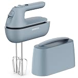 Kenwood QuickMix Go HMP40.000GY, Sbattitore Elettrico Portatile con Custodia Integrata, Fruste e Ganci per impastare in Acciaio Inox, 5 Velocità, Realizzato con Plastica Riciclata, 350W, Storm Blue