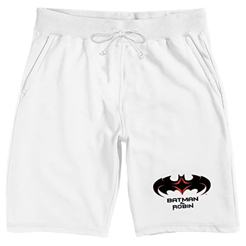 Bioworld Batman & Robin 1997 Logo Men's White Sleep Pajama Shorts