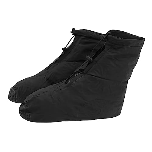 Par de fundas impermeables para calzado al aire libre, con cierre cremallera y antideslizantes, para ciclismo, senderismo y pesca, diseño reutilizable y duradero para días ventosos y nevados, color negro miniatura 1
