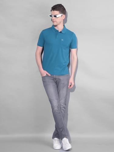 Image of Dollar Men's Pack of 1 Solid Cotton Blend Polo Neck T-Shirt