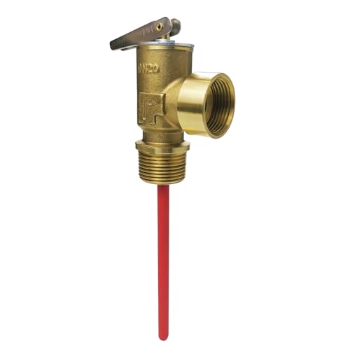 LECLOC 210°F 150 psi Temperature and Pressure Relief Valve for Water Heaters, Boilers and Hot Water Tanks, Thickened Brass Body with Epoxy-Coated Probe Automatic Plumbing Fitting, 3/4" NPT Connection