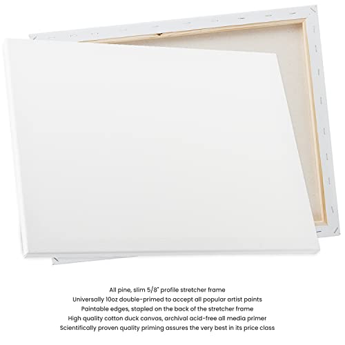 Creative Inspirations Stretched Canvas Packs - Multipack Low Cost Stretched Canvas for Artists, Painting, Professionals, & More! - [5 Pack - 9x12\"] - Thumbnail 5