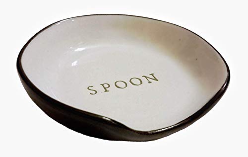 Quadow Stoneware Spoon Rest Cream/Black Joanna Gaines Collection (Standard version) (Newest Version)