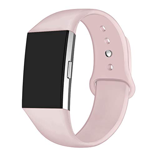 Oenfoto - Correa Deportiva Compatible con Fitbit Charge 2, Correa de Silicona Suave de Repuesto para Fitbit Charge 2, Mujeres y Hombres, tamaño Grande y pequeño, Color New Sand Pink