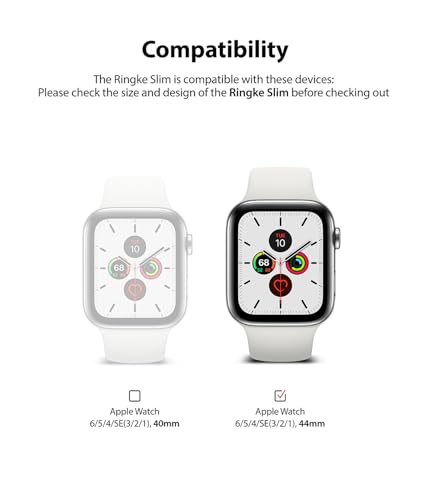 Image of Ringke Slim Case Compatible with Apple Watch Series 6 /5 / 4 / SE 44mm (2 Pack) - Clear & Light Gray