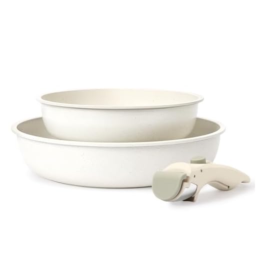 GiPP Lot de poêles avec poignée amovible, 20/26 cm, revêtement anti-adhésif, sans PFOS/PFOA, nettoyage facile, compatibles avec tous les types de plaques de cuisson