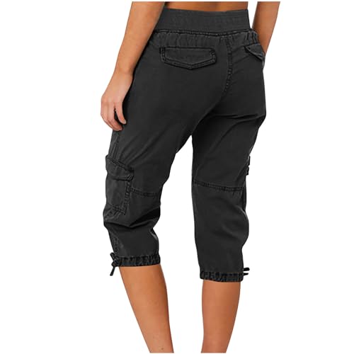 Women High Waisted Cargo Capri Pants Dressy Causal Capris Drawstring Cropped Pants Summer Trendy Clothes 20243