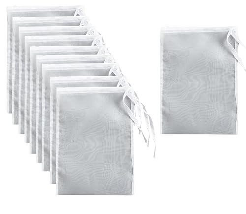 Nylon Filter Bags Vegetable Milk Strainer Sieve Drain Tea Filter Net Bag 200 mesh / 75 Micron (15 x 20 cm / 5.9 x 7.8 Inch 10 PCS)