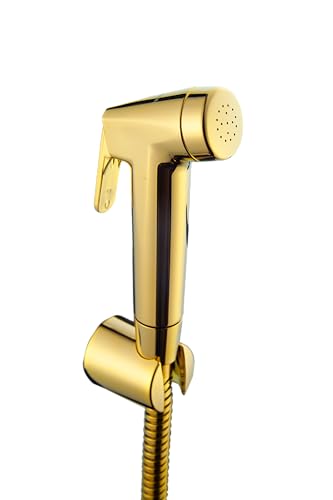 Image of Hindware Italian Collection F160152PGD Health Faucet for Bathroom | Made of ABS | comes with 1.20-meter Long SS Hose Pipe & Wall Hook | Bathroom Jet Spray | Color - Gold | 1-Year Manufacturer Warranty