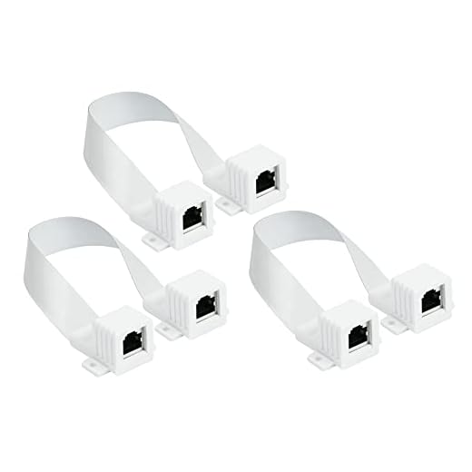 Good Connections RJ45 Ethernet LAN Tür-/Fensterdurchführung - 3er-Spar-Set, extrem flach - beidseitig RJ45-Buchse - Gesamtlänge inkl. Stecker 25 cm, Flexible Länge 18 cm - weiß