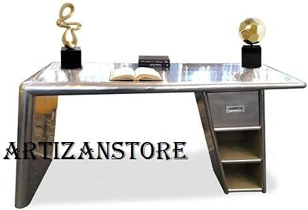 Miniatura 2 de ARTIZANSTORE Muebles de aluminio de la aviación de mediados de siglo de la tabla de aluminio del vintage del