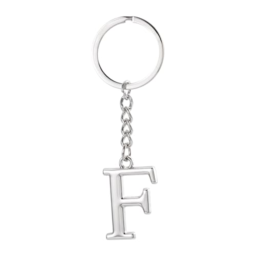 Chaveiros com letras de liga metálica chaveiro inicial presentes nome chaveiro para mulheres homens mochila bolsa escolar, F, 90mm