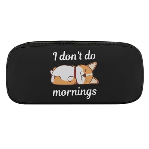 ペンケース 筆箱 大容量 軽量 柴犬柄 I Don’t Do Mornings 筆入れ ふでばこ ペンポーチ 多機能 コンパクト シンプル おしゃれ 中小学生 高校生 女の子 男の子