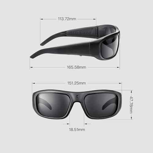 Image of OHO Ultra-Thin Lightweight Sports CameraSunglasses, 24MP Camera, 1080P Video, Record-While-Charging, WaterResistant UV400Lens