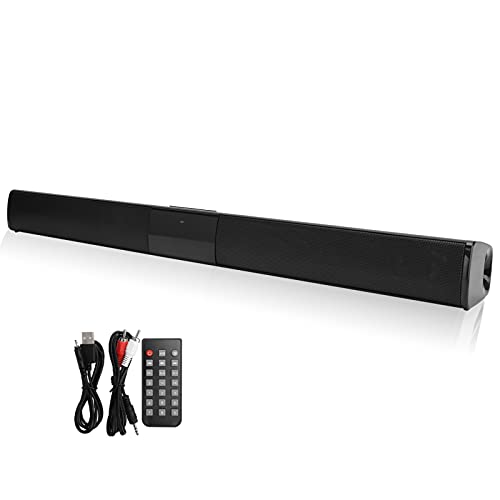 Dilwe Mini Barre de Son Bluetooth, Soundbar Stéréo HD Audio Son Surround Home Cinéma avec Télécommande, 4 ohms x 5W TV Haut-Parleur Enceinte, Support, AUX, TF