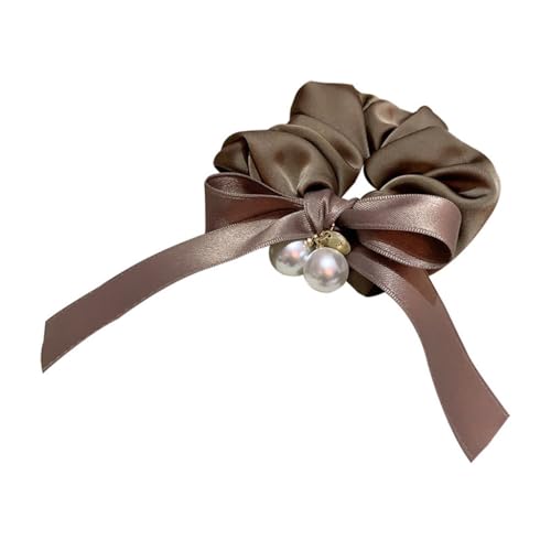 Pearl Decorative Ribbon Satin Hair Loop Leather Band Accessory Rope(D) image 5