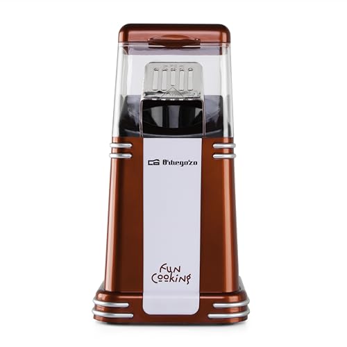 Orbegozo PA 4350 - Palomitero vintage, cocina sana sin aceite, tapa transparente desmontable, funcionamiento rapido en 3 minutos, fácil de usar, 1200 W