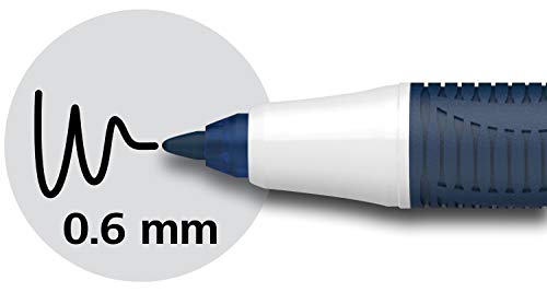 Schneider One Change Rollerball Pen, Refillable, 0.6 mm Ultra-Smooth Tip, Blue/White Barrel, Black Ink, Box of 5 Pens (183701)