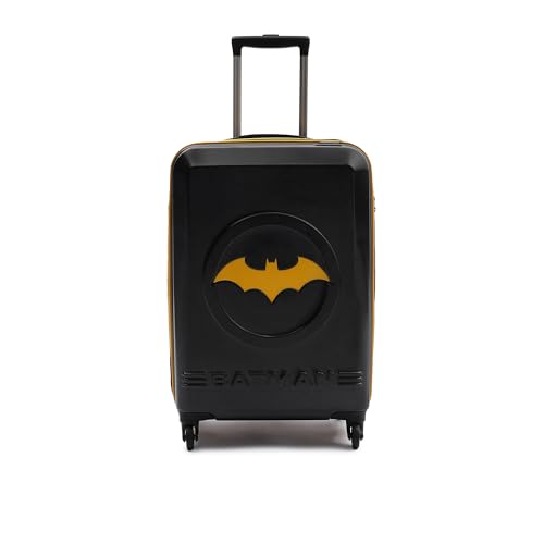 Image of YAYAVAR Batman Trolley Suitcase - 85L, Cabin Luggage with 8 Spinner Wheel, Hard Shell Polycarbonate Suitcase, Number Lock, Water Resistant, Luggage Bag for Travel (Black & Yellow, 67cm, Medium)