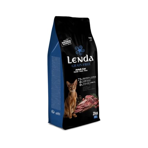 Lenda Grain Free Cerdo 2kg - Pienso Hipoalergenico Monoproteico para Gatos Sin Cereales - Comida para Gatos Sin Cereales Sin Ave con Probioticos y Omega 3 para Piel y Digestion - No Grain