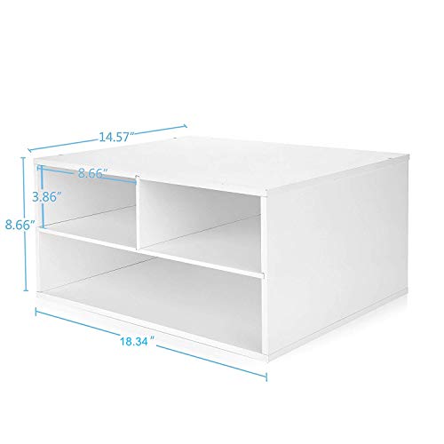 eMerit Printer Stand Shelf with Storage Wood Desk Paper Organzier for Home/Office,Printer Riser, 2 Tire (White)