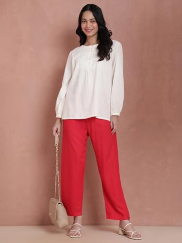 Image of TWIN BIRDS Women Viscose Kurti Pants | Straight Fit Ethnic Daily Trousers