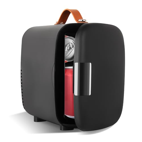 Image of FANSEXPERT Cosmetic Fridge, Portable Mini Fridge for Skincare Food Drinks, 4L/6 Can Electric Plug In Cooler & Warmer, AC/DC Skincare Refrigerator for Bedroom Office Car Dorm (Black)