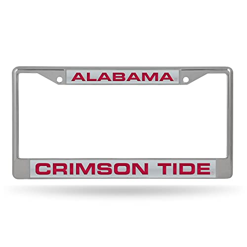 Rico Industries NCAA Alabama Crimson Tide Silver Chrome Laser License Frame 12