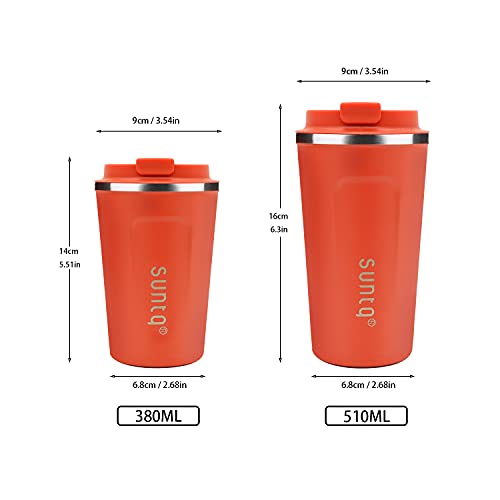 SUNTQ Taza de café Reutilizable Taza de Viaje de Acero Inoxidable con Tapa a Prueba de Fugas Aislamiento al vacío de… - Imagen 3