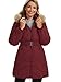 Funlingo Womens Winter Puffer Coat with Hood Zip Up Thickened Warm Quilted Down Jacket Fashion Ladies Long Casual Parka Wine Red 2XL