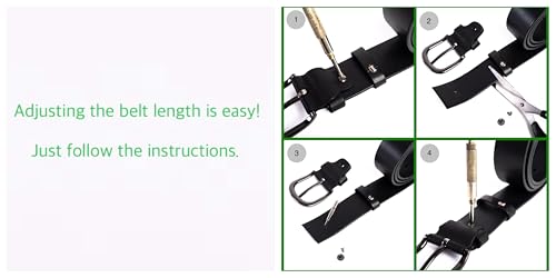 Price Reduced by 35%! Men's Cowhide Leather Belt Durable, Adjustable, Wide Variety for Dress, Work & Everyday 1.5" Wide4