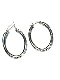 Pendientes aro ovalado de plata. Medida: 3.5 x 2.5 cms.
