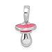FJC Finejewelers Sterling Silver Rhodium Plated 3D Pink Enameled Pacifier Charm